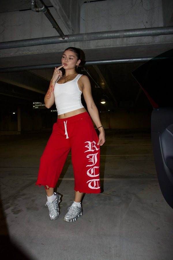 Red 3/4 Reject Shorts